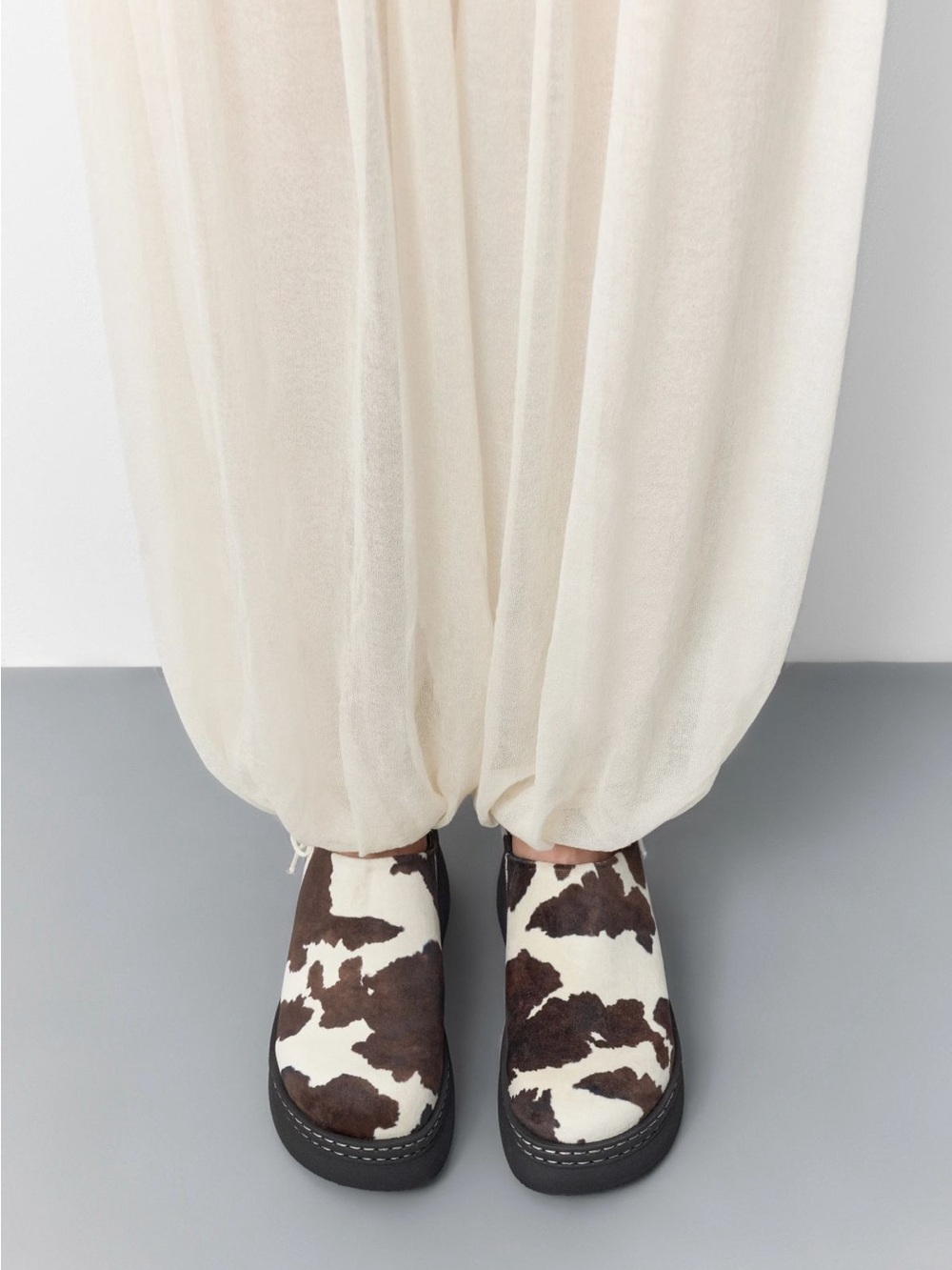 Miista Cow Print Faux Suede Platform Clogs - Picture 2 of 9